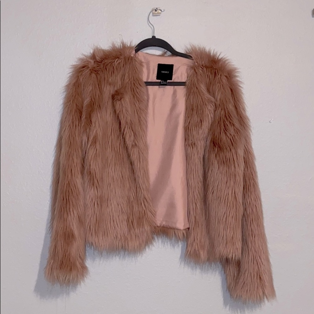 Mauve Pink Faux Fur Coat